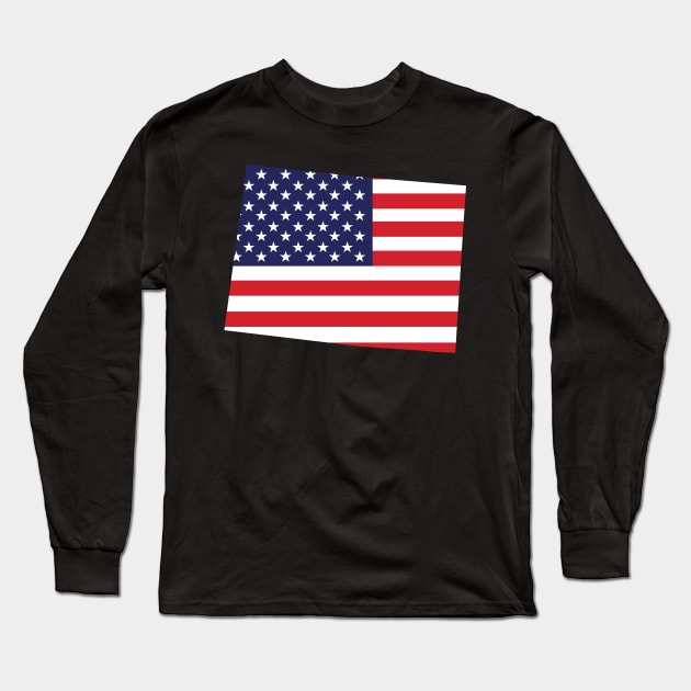 Colorado State Shape Flag Background Long Sleeve T-Shirt by anonopinion